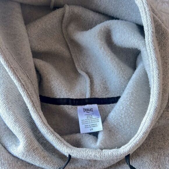 Fleece-Lined Zip-Pocket Everlast Funnel Neck Grey Hoodie Thick - Picture 8 of 12